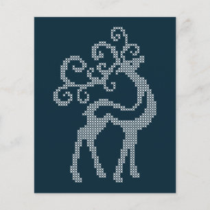 Broderie de Noël bleue rennes bois saisonnière