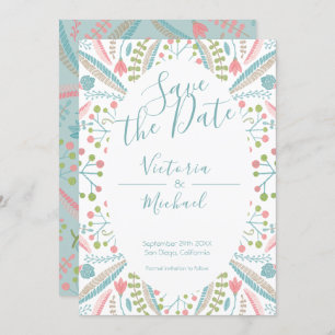 Broderie Floral Enregistrer la date invitations