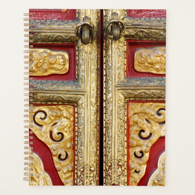 Broderie métallique dorée sur la porte (Devant)