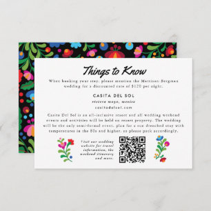 Broderie mexicaine colorée Carte d'information sur