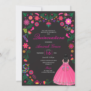Broderie mexicaine rose Quinceañera Invitation