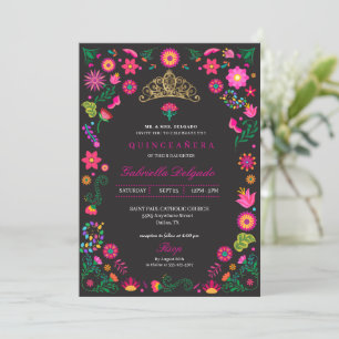Broderie Otomi Mexicaine Quinceañera Invitation