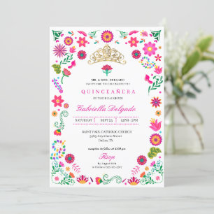 Broderie Otomi Mexicaine Quinceañera Invitation