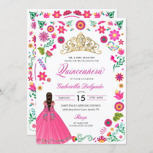 Broderie Otomi Mexicaine Quinceañera Invitation