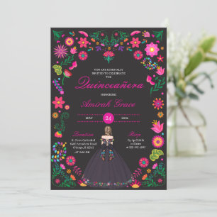 Broderie Otomi Princesse Quinceañera Invitation