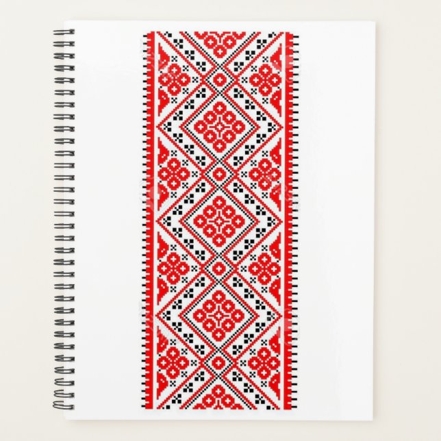 Broderie rouge ukrainienne Suns Vyshyvanka Planner (Devant)