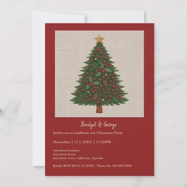 Broderie rustique Deer & Holiday Greens noël (Devant)
