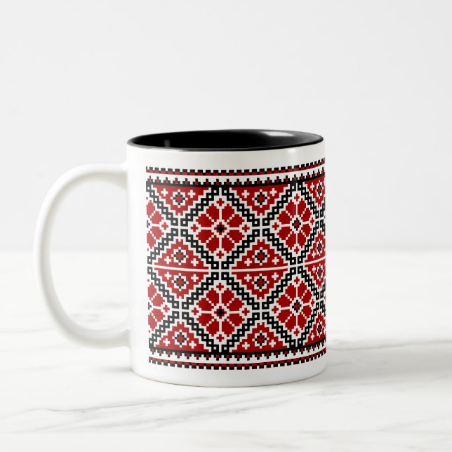 Broderie ukrainienne (vyshyvanka) mug noir (Gauche)