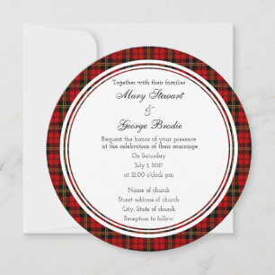 Brodie Red Scottish Mariage Round Invitation