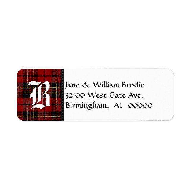 Brodie Tartan Plaid Monogram Étiquettes de adresse (Devant)