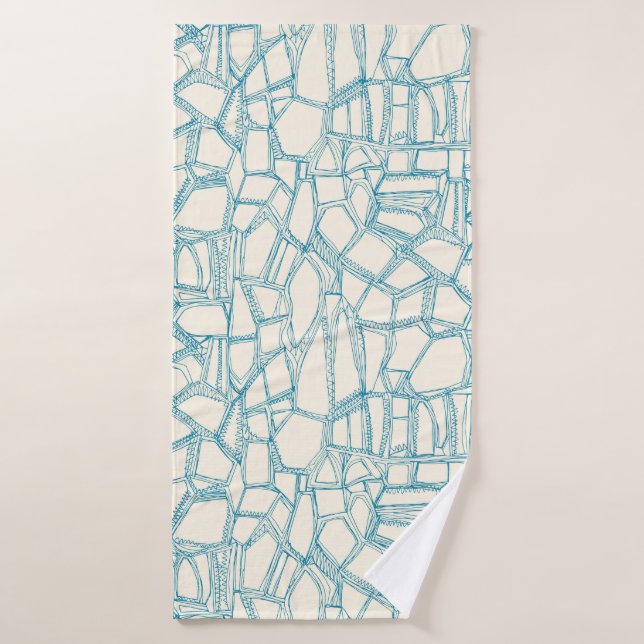 BROKEN bleu blanc (Serviette de bain)
