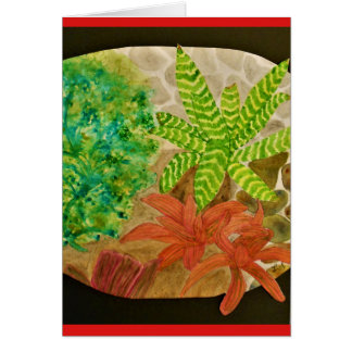 Bromelias et aquarelle de fougère