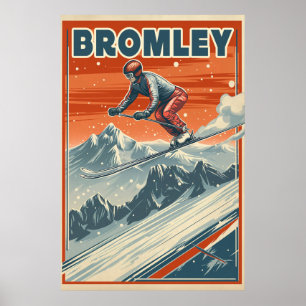 Bromley Mountain : Une affiche de ski Vintage