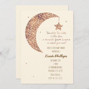 Bronze Cream Moon & Stars Baby Shower Invitations