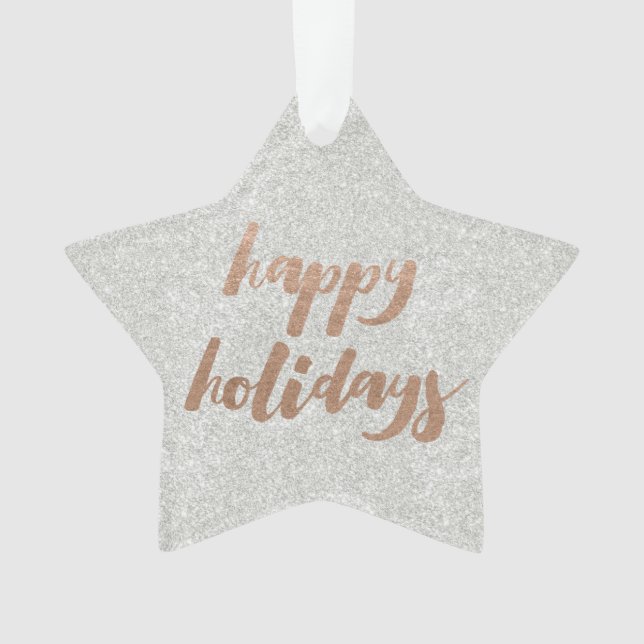 Bronze Happy Holidays Script Xmas Tree Ornament (devant)