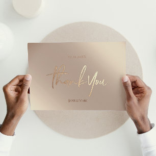 Bronze Mariage Merci Cartes Élégant Script