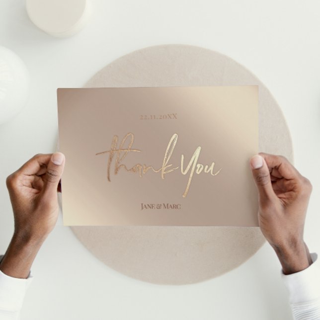 Bronze Mariage Merci Cartes Élégant Script (Créateur téléchargé)