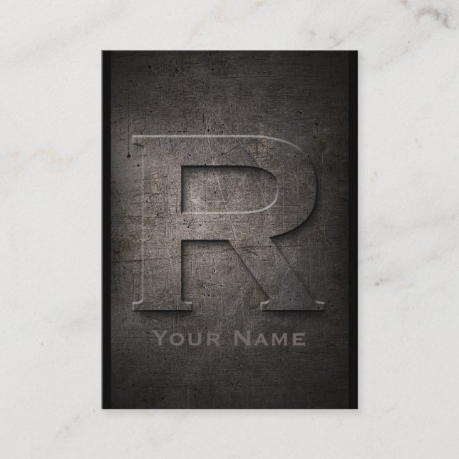 Bronze Métal Monogramme R Carte de visite (Devant)