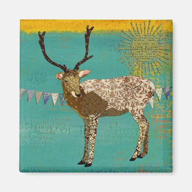 Bronze Orné Buck Sunshine Magnet Turquoise (Devant)