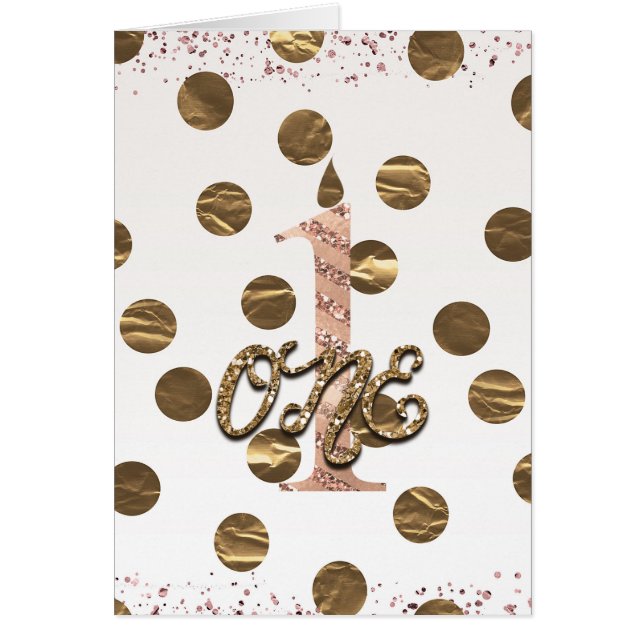 Bronze Pois Rose Or ONE 1 1er anniversaire (Devant)