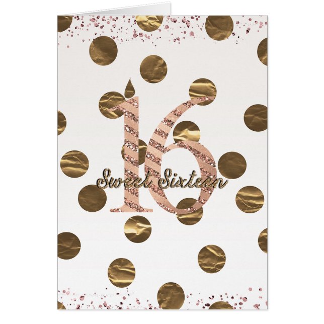 Bronze Polka Dots Rose Gold Anniversaire 16 Ans (Devant)