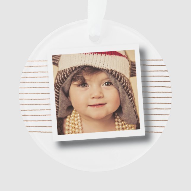 Bronze Stripes de Noël Photo Arbre cadre Ornement (devant)