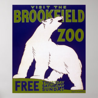 Brookfield Zoo Ours polaire Vintage WPA Poster