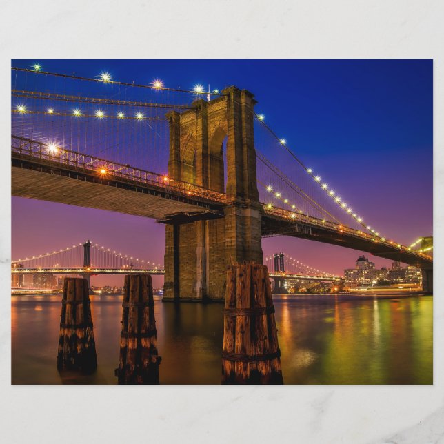 Brooklyn Bridge Pittoresque Night View Scrapbook P (Devant)