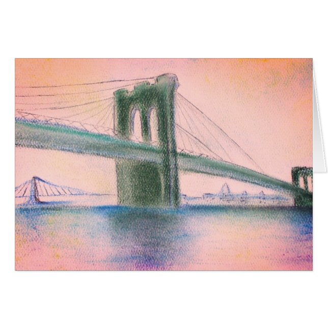 Brooklyn Bridge Sunset Serenity NYC Greeting Card (Devant horizontal)