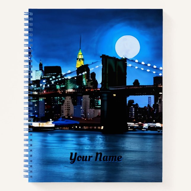 Brooklyn Bridge Under a Pleine lune Journal (Devant)