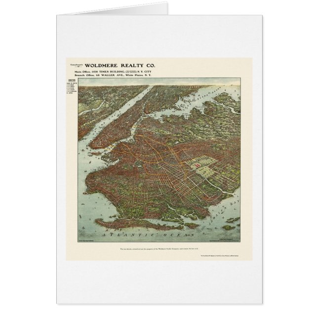 Brooklyn, carte panoramique de NY - 1908 (Devant)