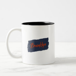 Brooklyn manuscrite Typographie rouge Café Mug