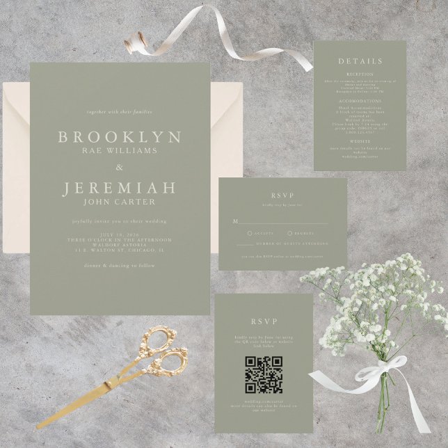 BROOKLYN Sage Faire-part de mariage moderne (Créateur téléchargé)
