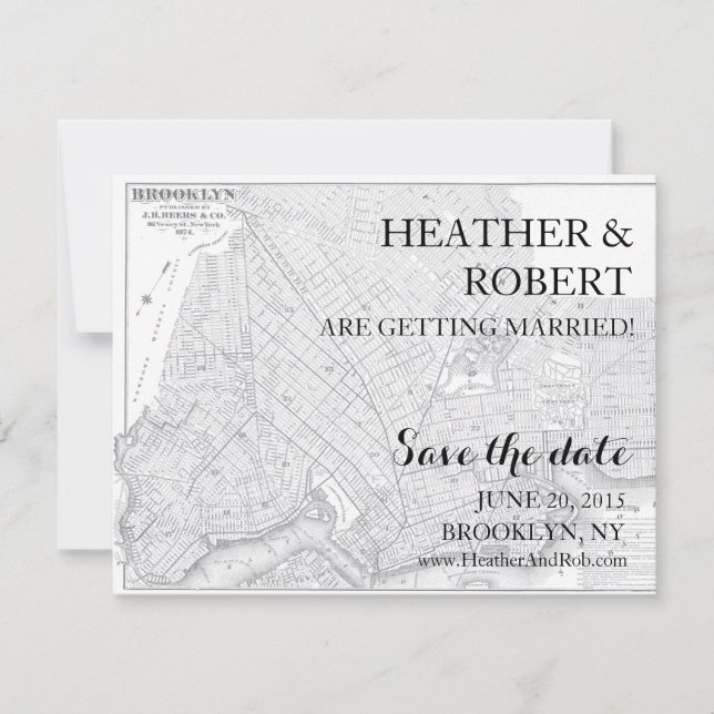 Brooklyn Save the Date - Carte ancienne (gris) (Devant)