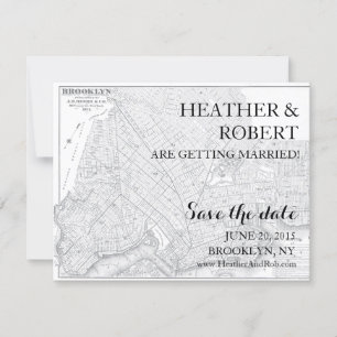 Brooklyn Save the Date - Carte ancienne (gris)
