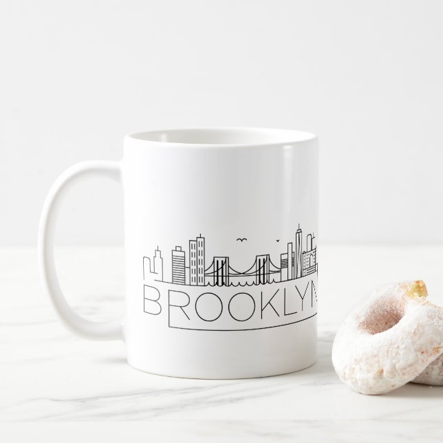 Brooklyn Stylisé Skyline Café Mug (Avec donut)