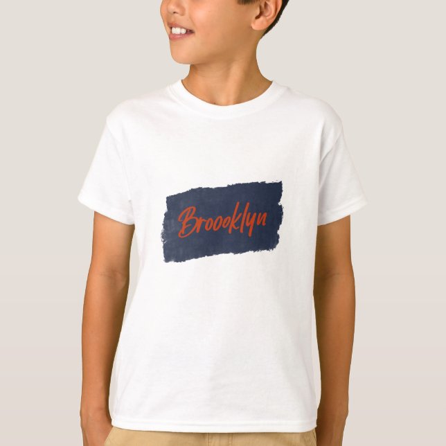 Brooklyn Typographie rouge manuscrite T-shirt (Devant)