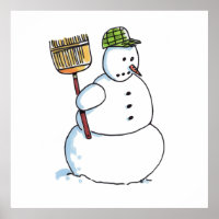 Broom Snowman poster mat