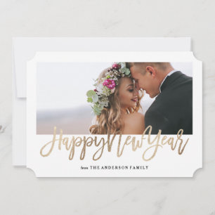 Brossé Carte photo de jour d'année Faux Gold