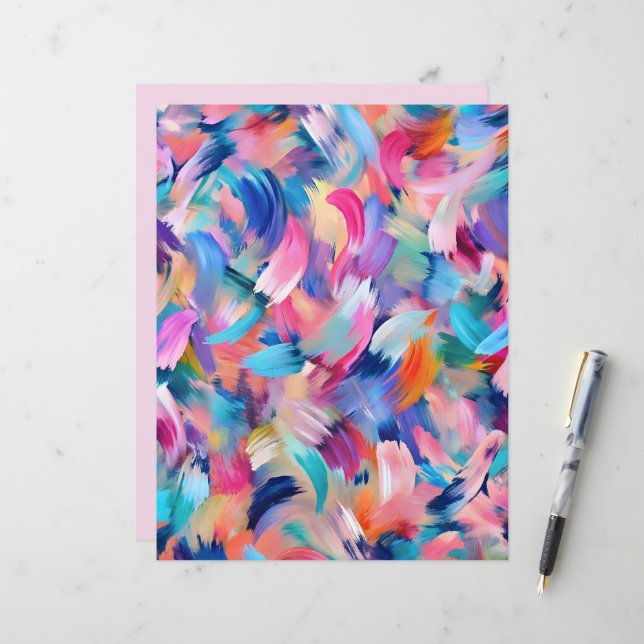 Brosse colorée contours papier de scrapbook abstra (Devant/Arrière en situation)