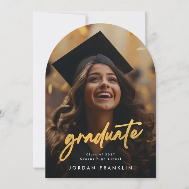 brosse d'or High School Graduate Photo faire-part (Devant)