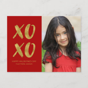 Brossé Gold Foil XOXO Valentine carte postale phot