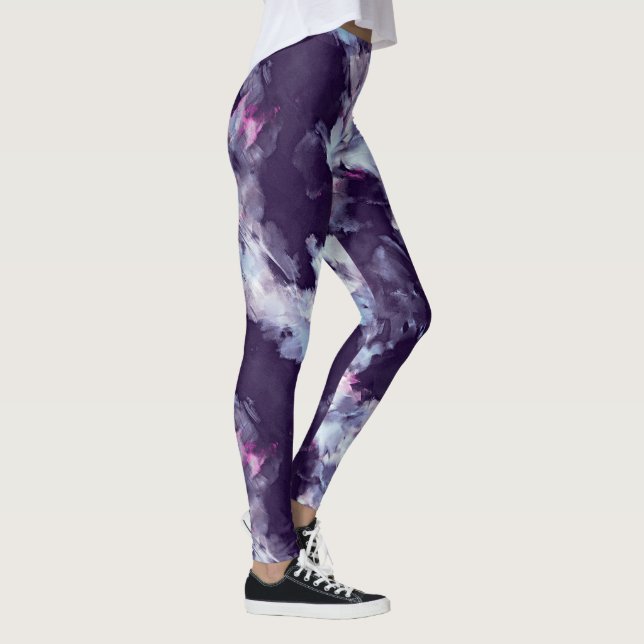 Brosse moderne bleu et violet Leggings (Droite)
