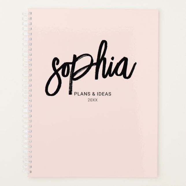 Brosse Script Calligraphie Girl Blush Pink Planner (Devant)