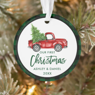 Brosse Script Camion Première Noël Green Plaid