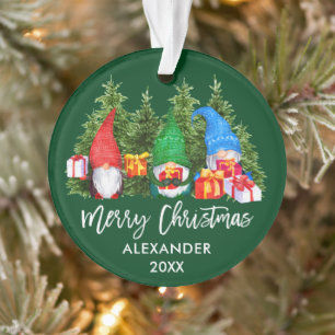 Brosse Script Noël Aquarelle Gnomes Vert