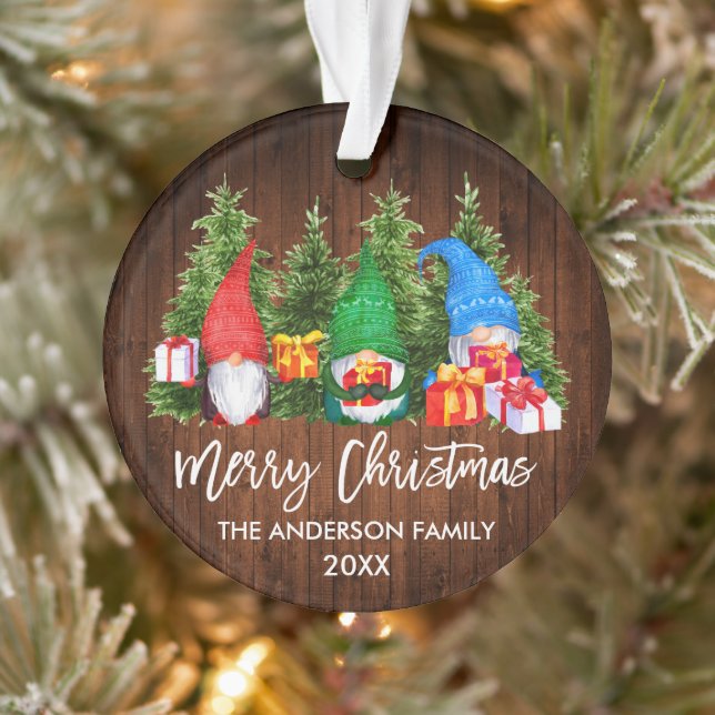 Brosse Script Noël Bois Aquarelle Gnomes (Arbre)