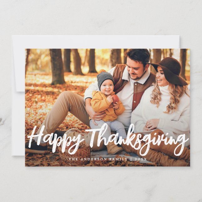 Brosse texte Bon thanksgiving photo carte de voeux (Devant)