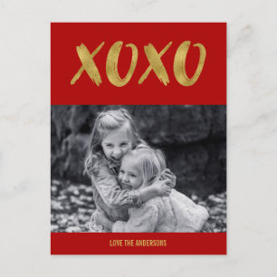 Brossé XOXO Gold Foil Valentine carte postale phot