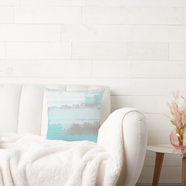 Brosses Abstraites Gris À La Monnaie Lève Oreiller (Canapé)